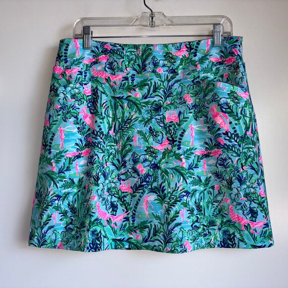 Lilly Pulitzer Maryana Skort 10 Leaves Female Golfer Clubs Green Bright Pink - Picture 1 of 12
